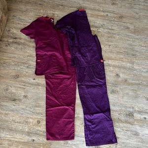 Purple-Wine Dickies Scrubs - Medium top & bottom
